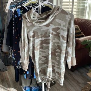 Ovla camo cowl neck sweater size medium